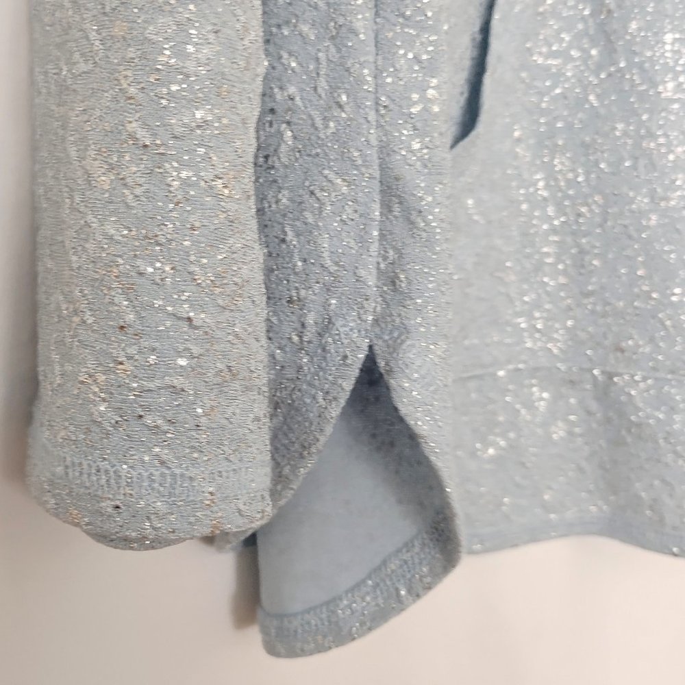 Ruby Rd Light Blue Silver Metallic Sweatshirt Pul… - image 6